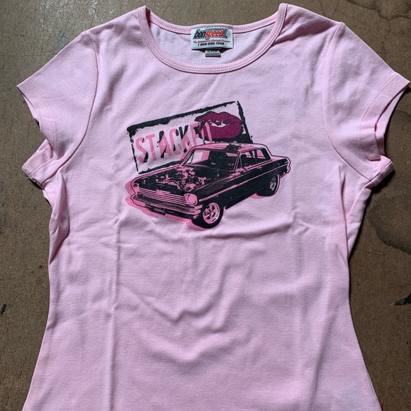 Bonspeed Women’s Cap Sleeve T Pink Screend Graphic - Picture 3 of 5